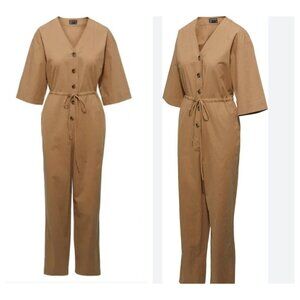 Frank and Oak Kapok  Jumpsuit Beige Half Sleeve Drawstring Waist L